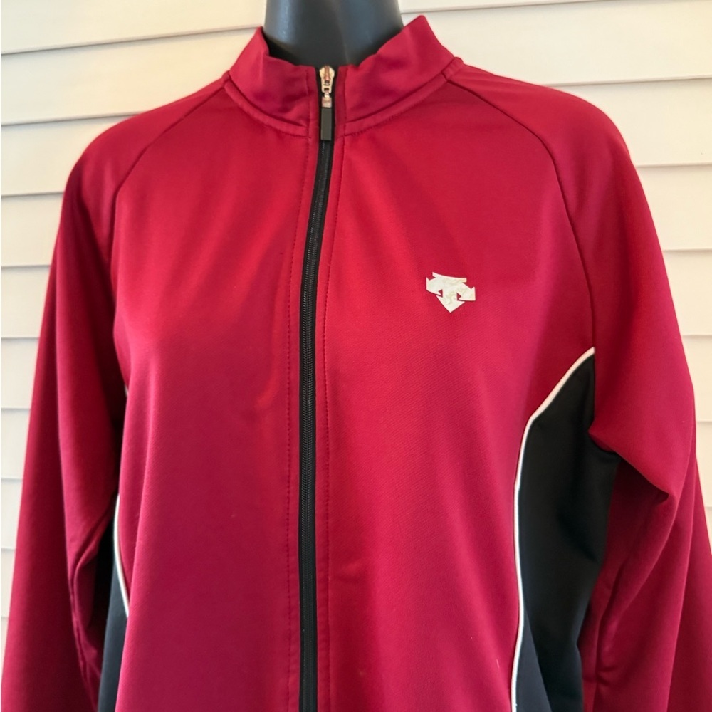 Descente Vintage Red and Black Zip-Up Jacket